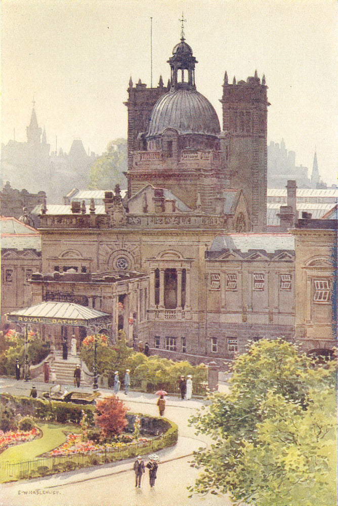 The Royal Baths, Harrogate. Yorkshire. By Ernest Haslehust 1920 old print